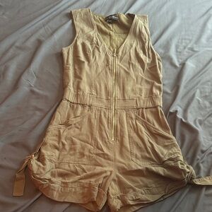 Guess Green Sleeveless Zip-Up Romper